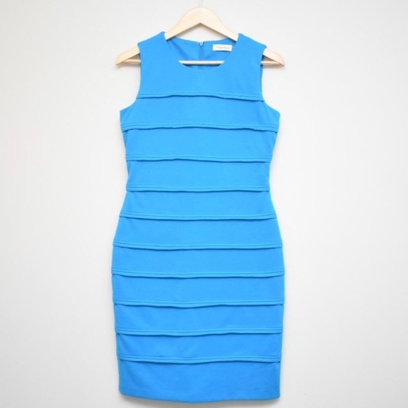 Calvin Klein Dresses & Skirts - CALVIN KLEIN Blue Stripe Texture Sheath Dress